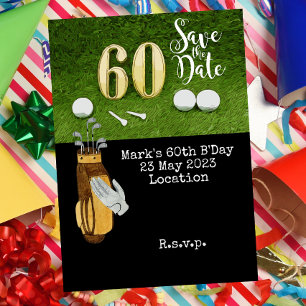Invitation Golf 60e anniversaire avec balle de golf sur vert