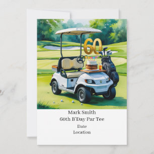 Invitation Golf 60e anniversaire avec Golf Panier sur mettre 