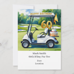 Invitation Golf 60e anniversaire avec Golf Panier sur mettre 
