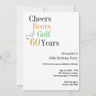 Invitation Golf 60e anniversaire Cheers et bières minimal