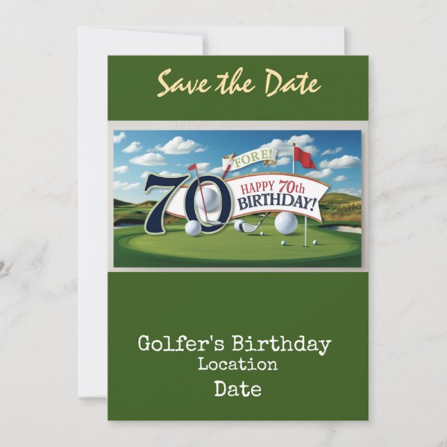 Invitation Golf 70e anniversaire avec golf balle (Devant)