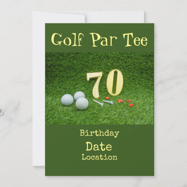 Invitation Golf 70e anniversaire Golf Par Tee party Invitatio (Devant)