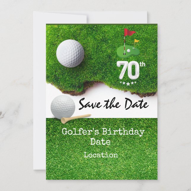 Invitation Golf 70ème anniversaire avec voiturette de golf (Devant)