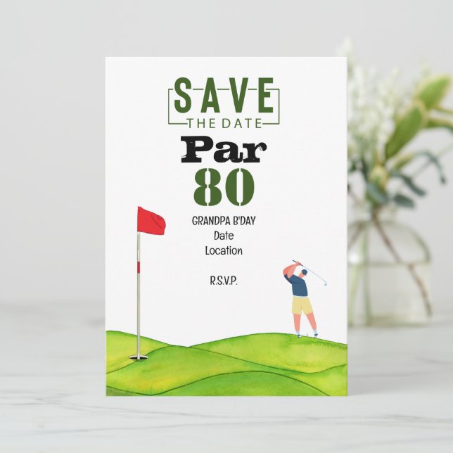 Invitation Golf 80e Anniversaire dormer golf répéter (Debout devant)