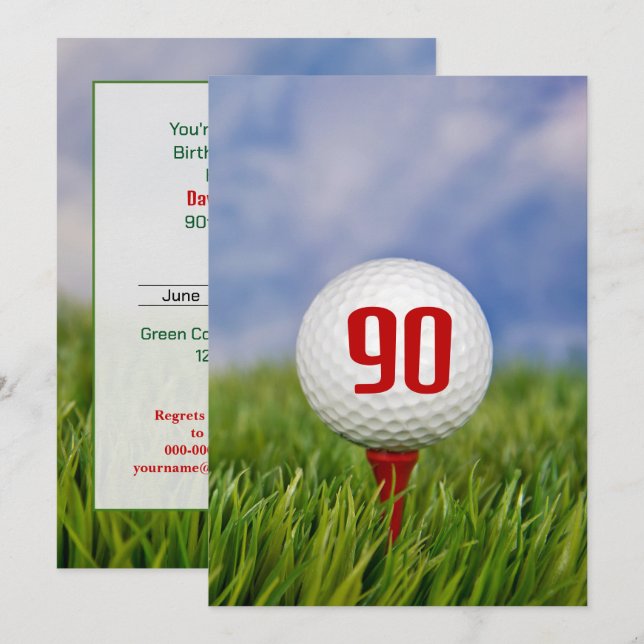 Invitation Golf 90e fête d'anniversaire (Devant / Derrière)
