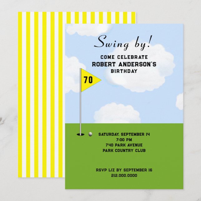 Invitation Golf à thème fête d'anniversaire (Devant / Derrière)