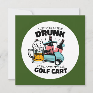 Invitation Golf Allons-y avec voiturette de golf