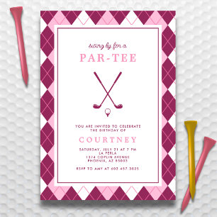 Invitation Golf Anniversaire Fête moderne Preppy Jacquard ros