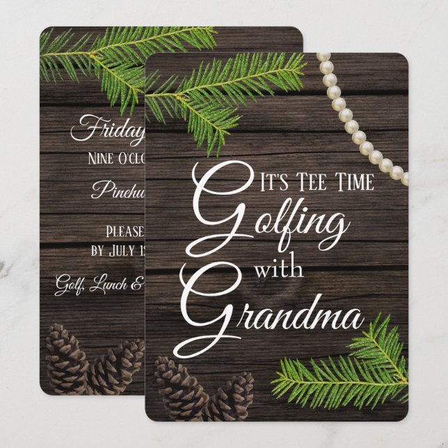 Invitation Golf avec l'invitation de grand-mère (Devant / Derrière)