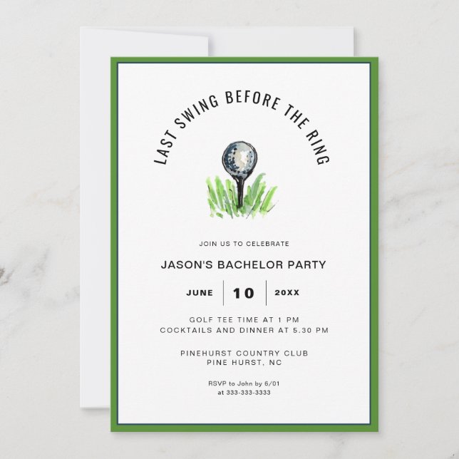 Invitation Golf Bachelor Party (Devant)