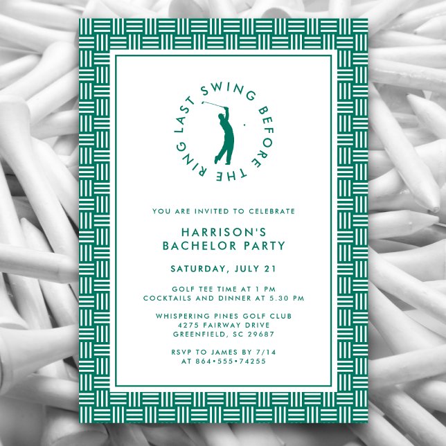 Invitation Golf Bachelor Party Dernière swing avant l'anneau (Créateur téléchargé)