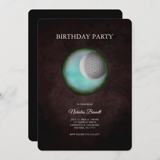 Invitation Golf Bachelor Party - Golf trip Classic Minimal (Devant / Derrière)
