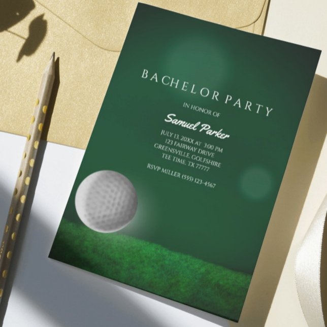 Invitation Golf Bachelor Party Green - Golf Ball - Golfeurs (Créateur téléchargé)