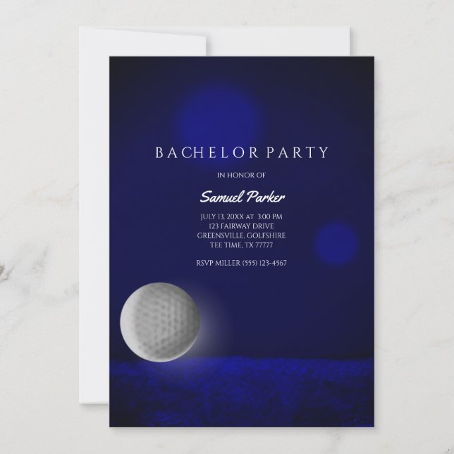 Invitation Golf Bachelor Party Navy Blue Golf Ball - Golfs (Devant)