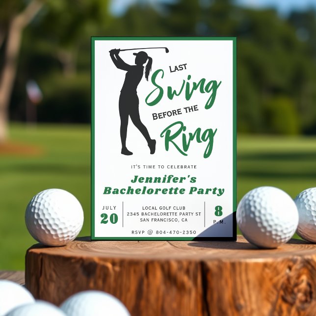 Invitation Golf Bachelorette Party Last Swing Before the Ring (Golf Bachelorette Party Last Swing Before the Ring Invitation
)
