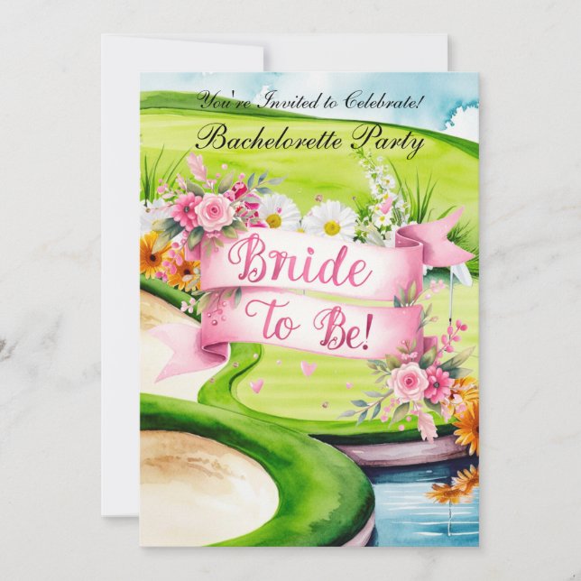 Invitation Golf Bachelorette Party sur golf (Devant)