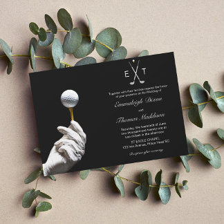 Invitation Golf Ball Glove Main Élégant mariage