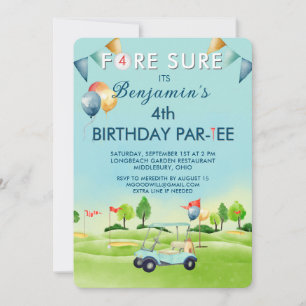 Invitation Golf Boy Quatrième 4ème Anniversaire Par-Tee  