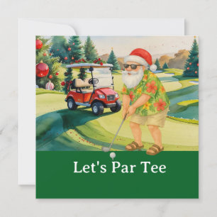 Invitation Golf Christmas Let’s Par tee avec Père Noël golfin