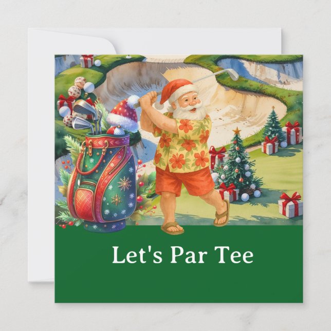 Invitation Golf Christmas Let’s Par tee avec sac de golf (Devant)