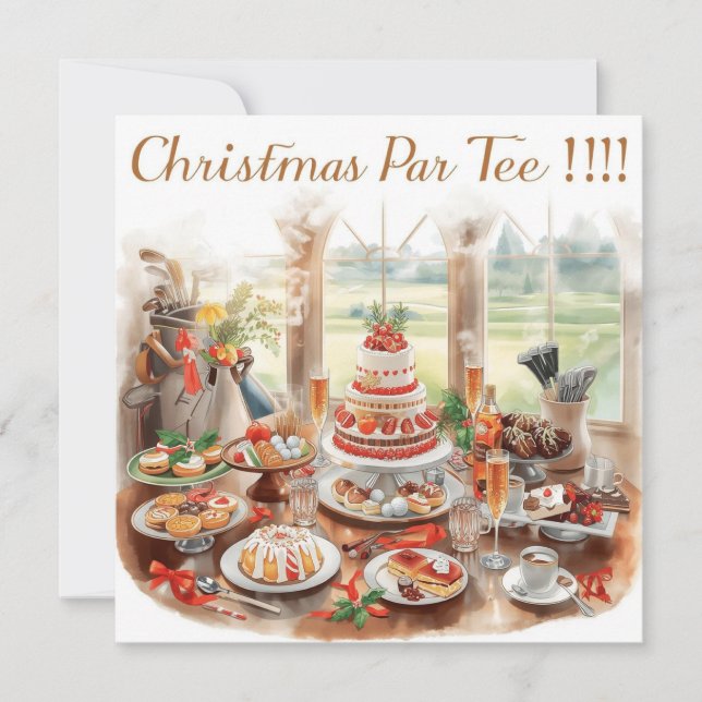 Invitation Golf Christmas Party with Golf Course Background (Devant)