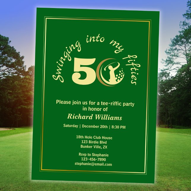 Invitation Golf Classic Green Golden Player 50e anniversaire (Créateur téléchargé)