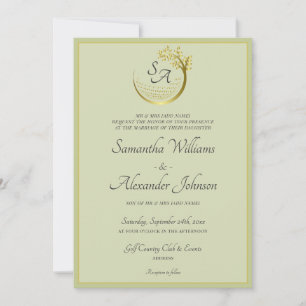 Invitation Golf Classique Monogramme Formel Crest Mariage élé