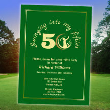 Golf Classique Vert Joueur Doré 50e Anniversaire 