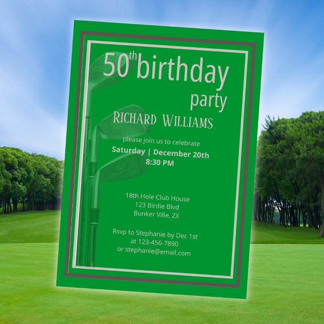 Invitation Golf Club Modern Formal Green Grey 50e anniversair (Créateur téléchargé)