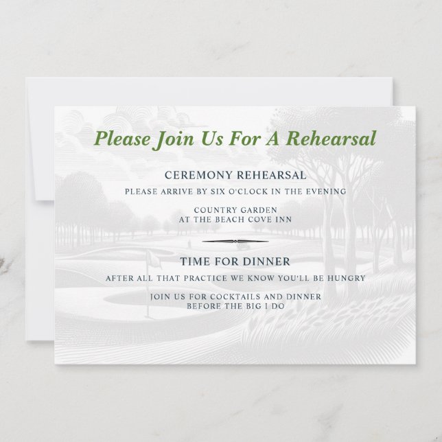 Invitation Golf Couple Wedding Rehearsal (Devant)