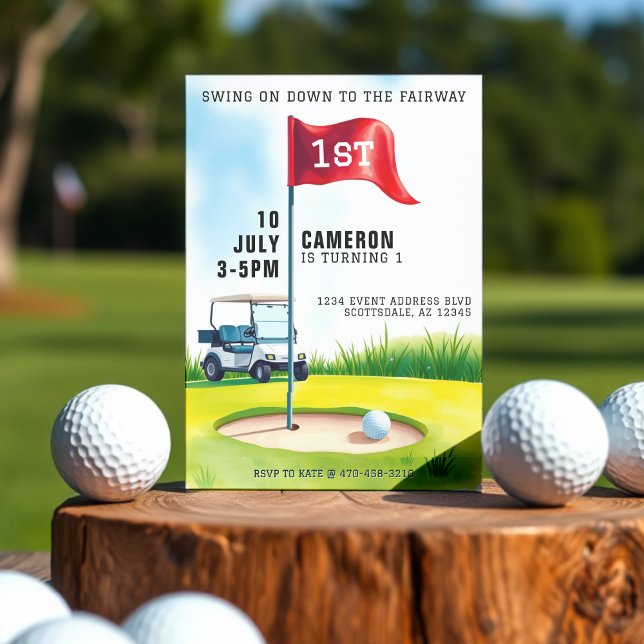 Invitation Golf Course Enfants 1ère fête d'anniversaire (Golf Course Kids 1st Birthday Party Invitation
)