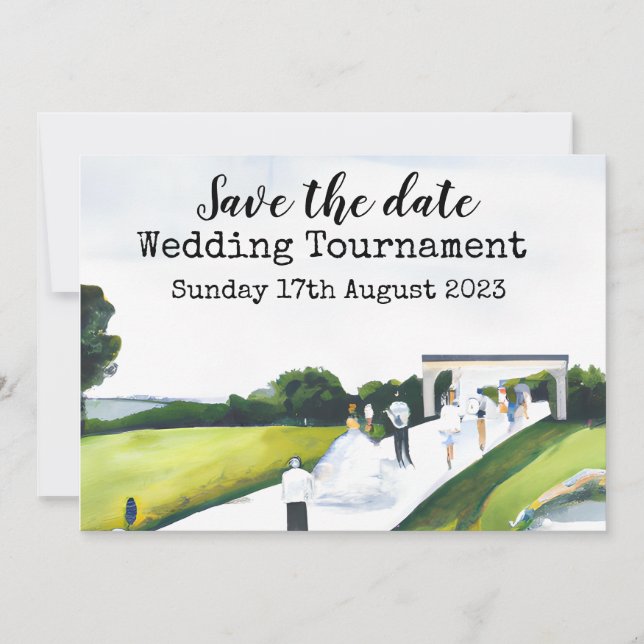 Invitation Golf Économisez la date Golf Tournoi de mariage   (Devant)