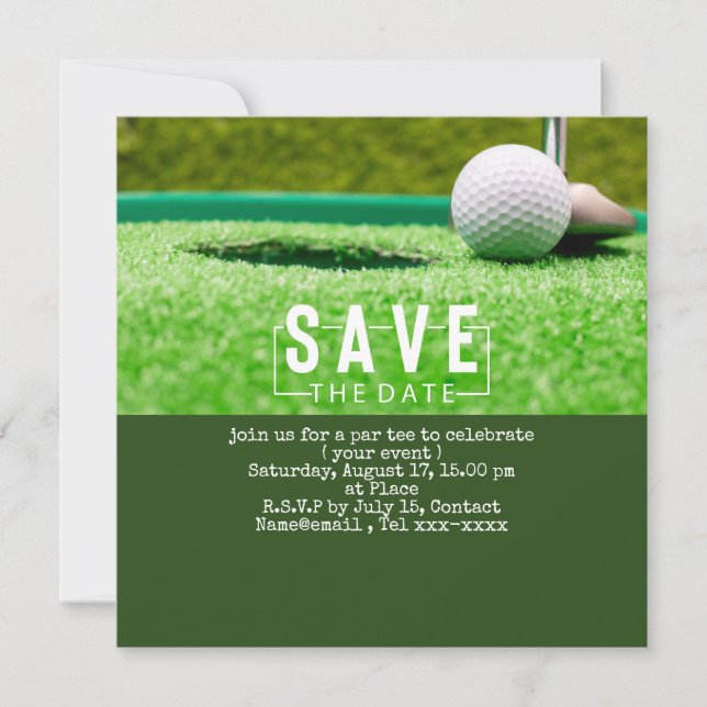 Invitation Golf enregistrer la date golf balle de mise trou d (Devant)