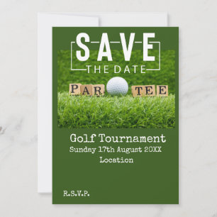 Invitation Golf Enregistrez la date avec balle de golf sur ve
