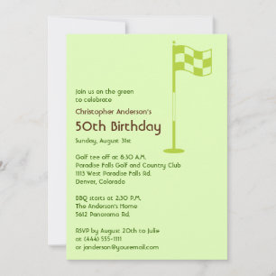 Invitation Golf Golf Golf Golf Vert Brown 50e anniversaire