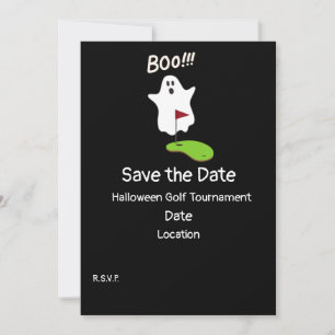 Invitation Golf Halloween Day avec Ghost enregistrer la date