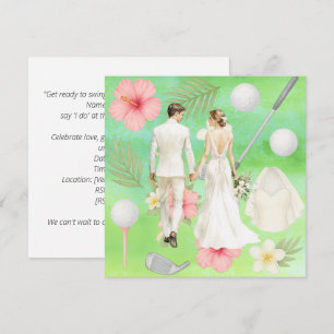 Invitation Golf Hawaiian thème Mariage pour golfeur
