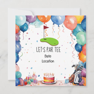 Invitation Golf Let’s Par avec drapeau de golf sur vert
