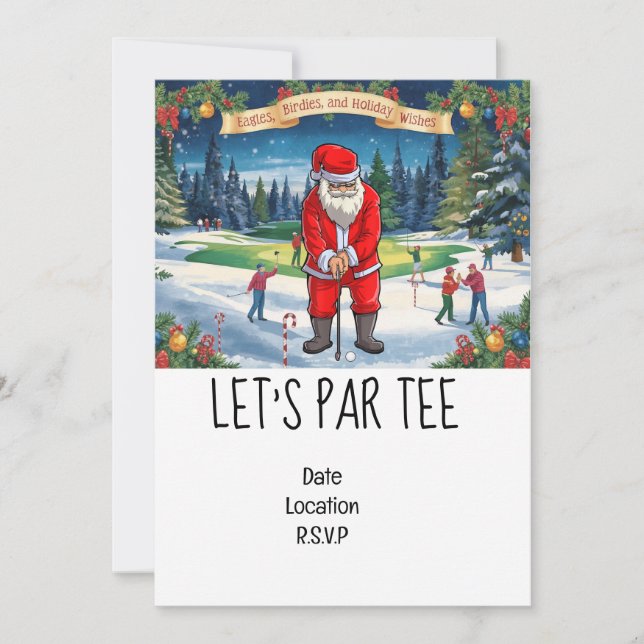 Invitation Golf Let’s Par tee Christmas avec le Père Noël (Devant)