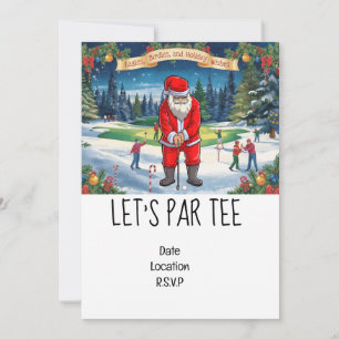 Invitation Golf Let’s Par tee Christmas avec le Père Noël