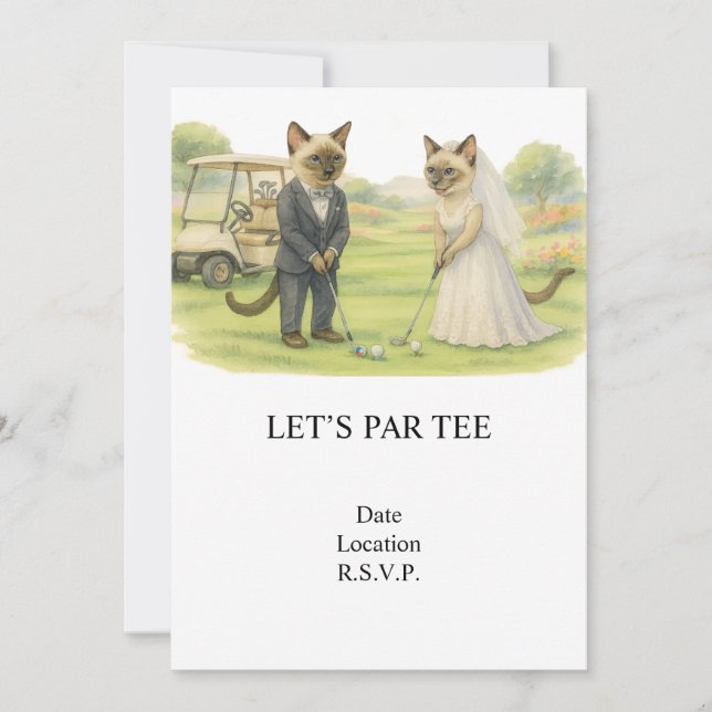 Invitation Golf Let’s Par tee for cat lovers WEDDING (Devant)