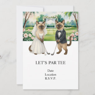 Invitation Golf Let’s Par tee pour MARIAGE amoureux des chats