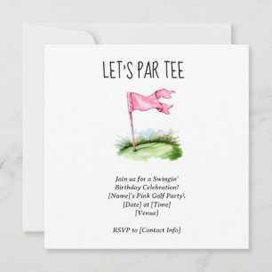 Invitation Golf Let's Par tee avec drapeau de golf sur vert 