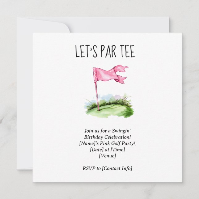 Invitation Golf Let's Par tee avec un drapeau de golf sur ver (Devant)
