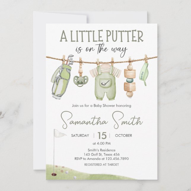 Invitation Golf Little Putter Baby Shower (Devant)