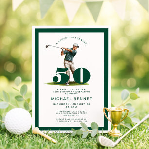 Invitation Golf Moderne Vert 50e Anniversaire