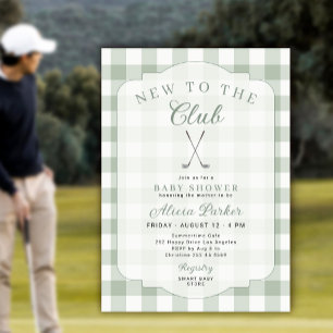 Invitation Golf nouveau au club vert gingham baby shower