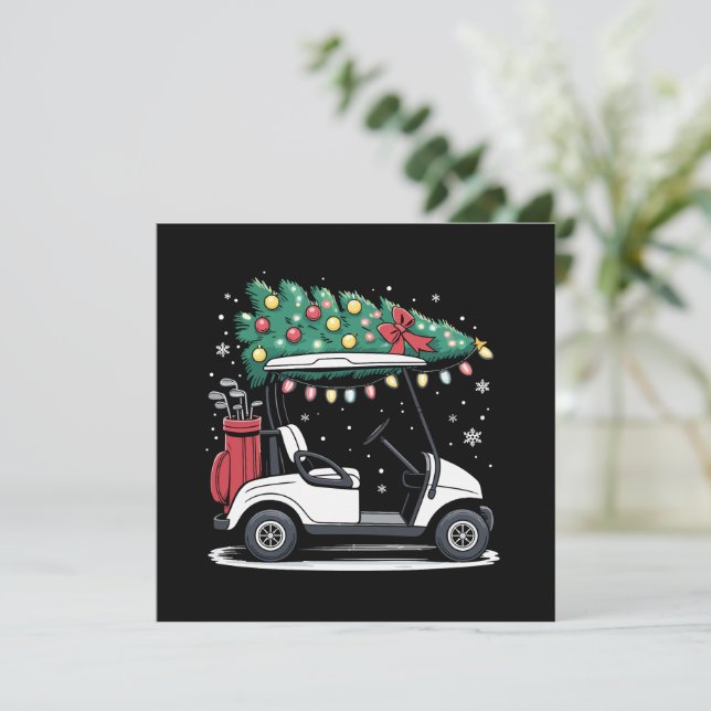 Invitation Golf Panier Noël Arbre Lumières Noël Sport Golfeur (Debout devant)