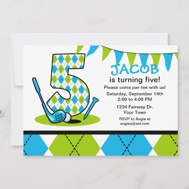 Invitation Golf Par Tee 5e anniversaire (Devant)