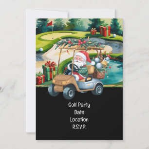 Invitation Golf Par tee Golfer Christmas Party avec Père Noël
